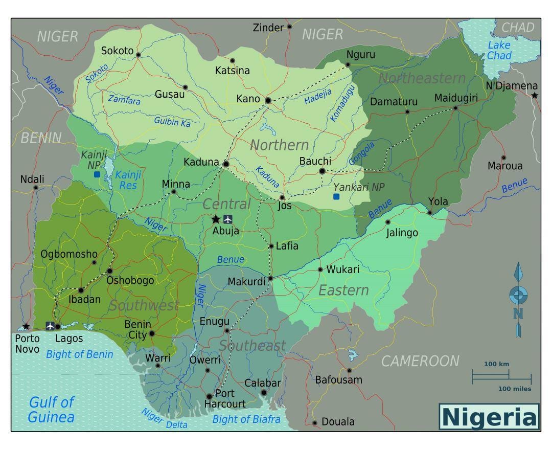 nigeria sør-afrika kart