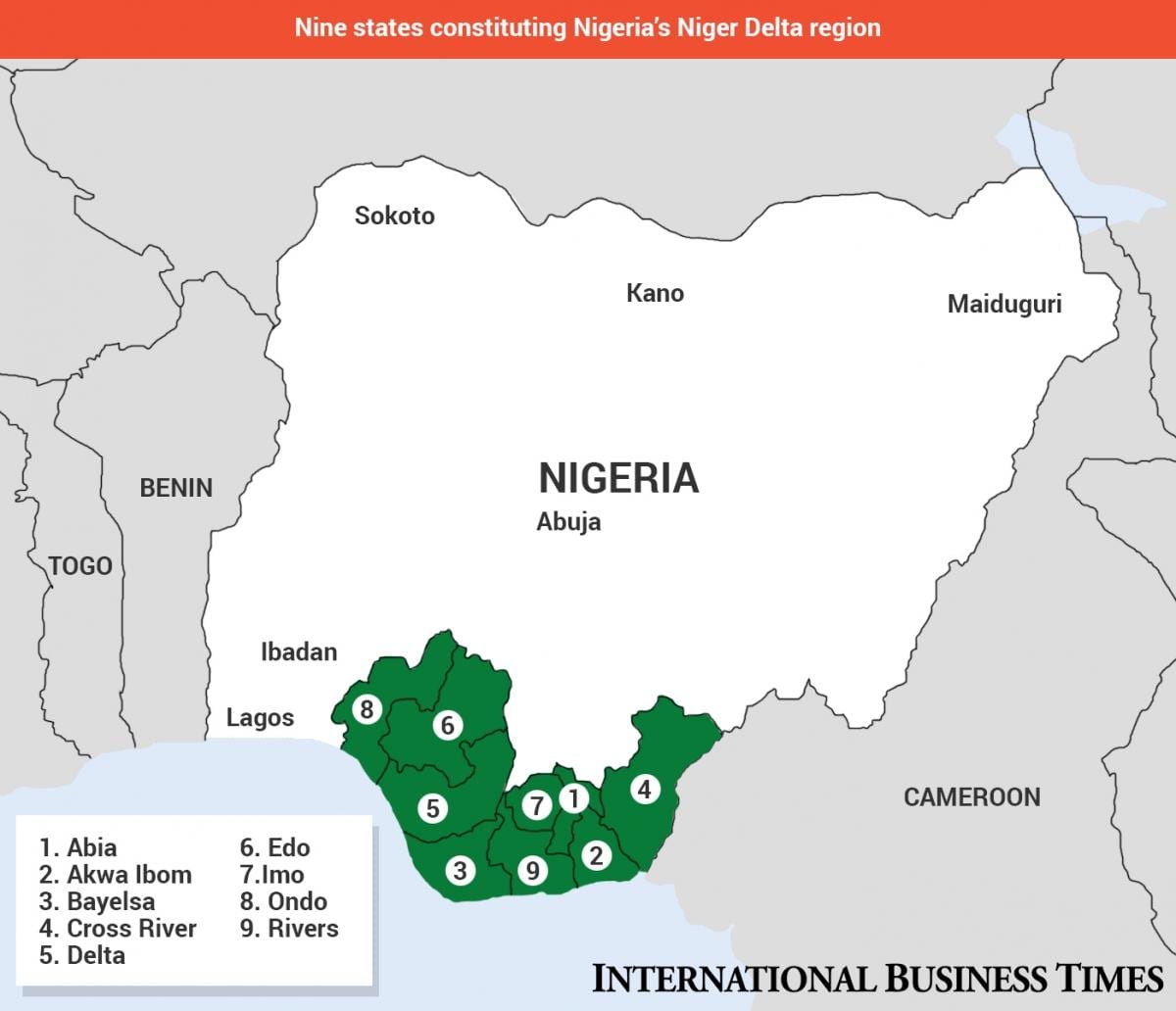 Kart over niger-deltaet kart i nigeria