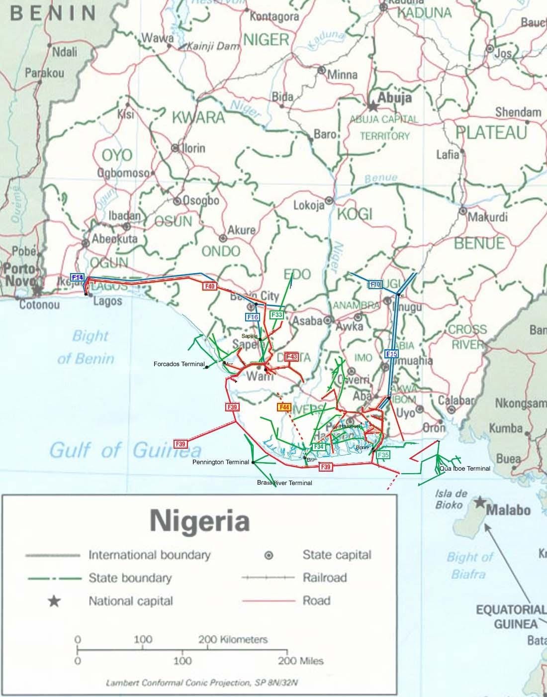 Kart over nigeria rørledning