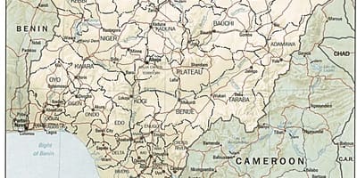 Kart av breddegrad og lengdegrad nigeria