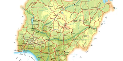 Kart av fysiske nigeria