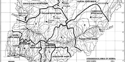 Kart av hydrologiske nigeria