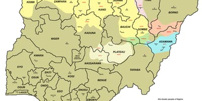 Kart over nigeria viser de 36 landene og hovedstedene