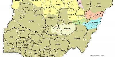 Kart over nigeria med 36 stater