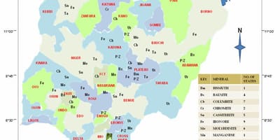 Kart over nigeria som viser mineralske ressurser
