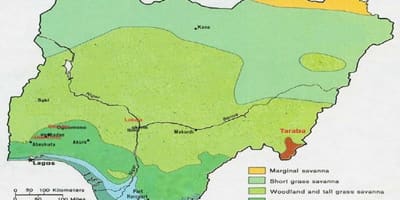 Kart over nigeria som viser vegetasjon