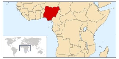 Nigeria plassering på verdenskartet