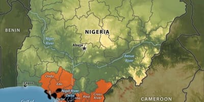 Kart over nigeria olje