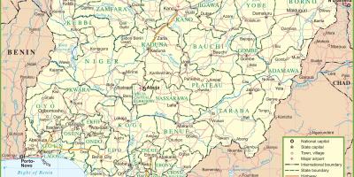 Kart over nigeria viser større veier