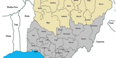 Kart over nord-nigerianske stater