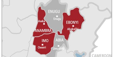Kart over sør-øst-nigeria